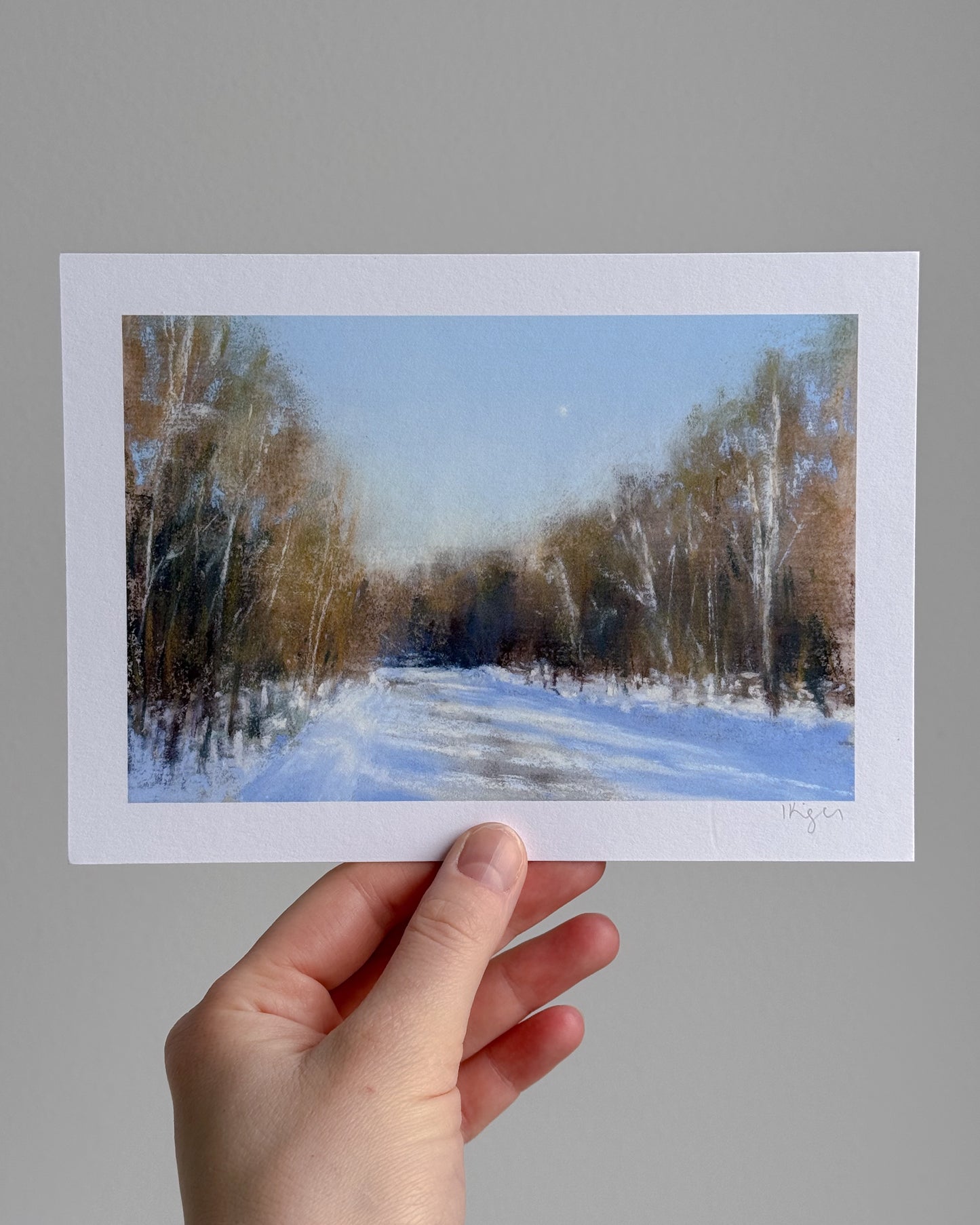 Cottage road in winter Print